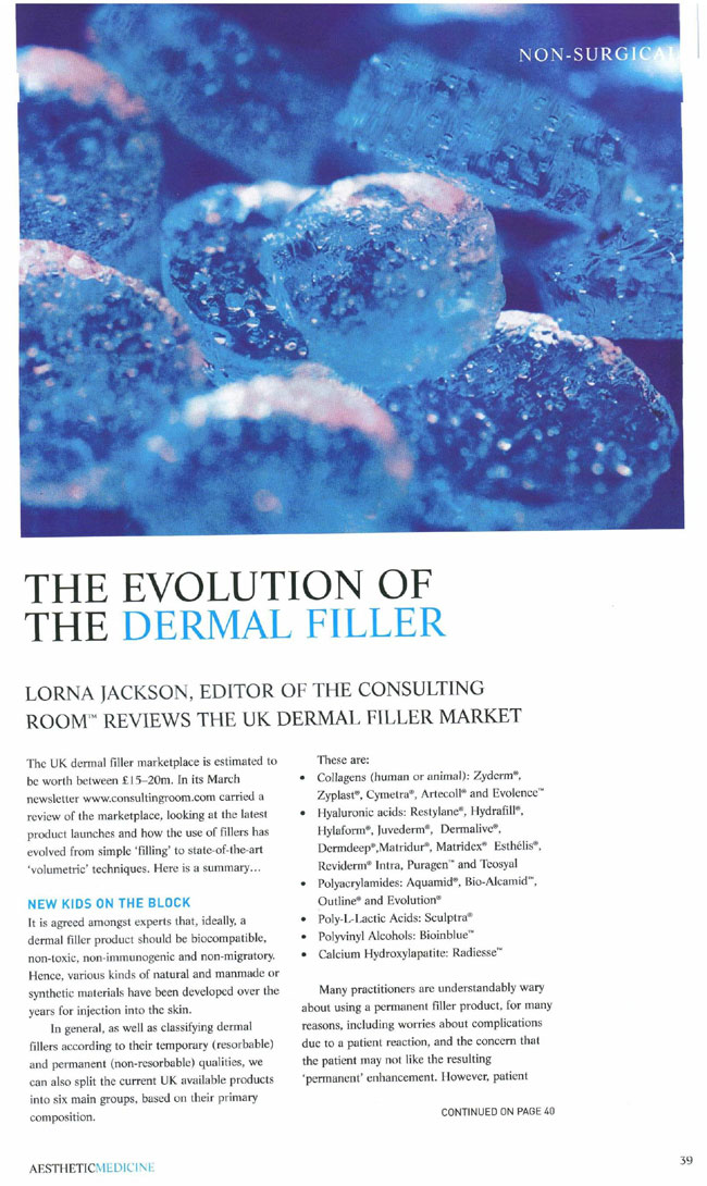 Aesthetic Medicine - Evolution of the Dermal Filler Page 1