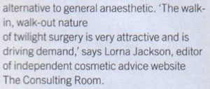 Zest Magazine November 2006 - Surgery While You Wake Consulting Room Comment