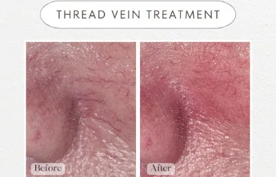 Before and after thread vein removal treatment