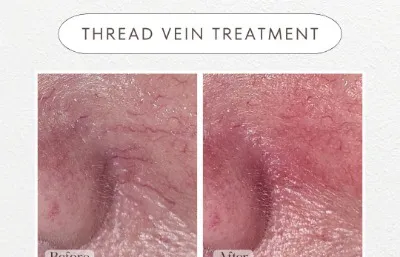 Before and after thread vein treatment