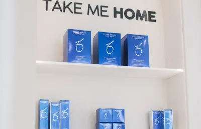 Product displays at Face studio clinic