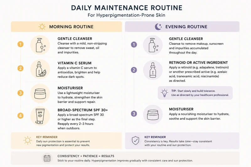 Daily skincare routine for hyperpigmentation