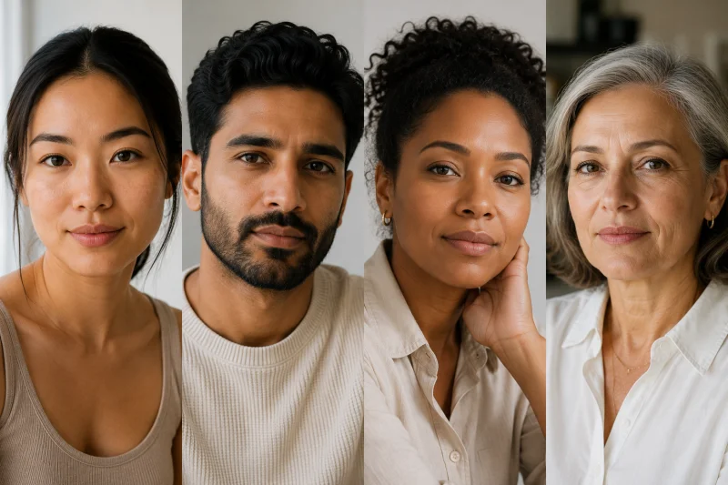 Different people of varying ages, genders and skin tones