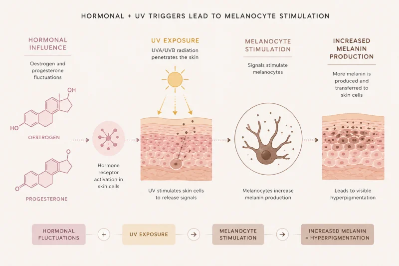 Hormonal and UV triggers for pigmentation