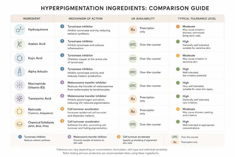 Hyperpigmentation ingredients comparison guide