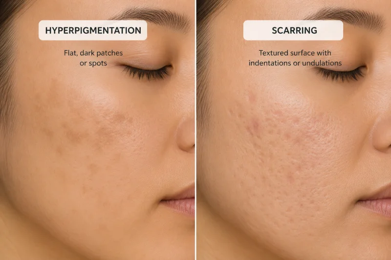 Hyperpigmentation vs scarring comparison