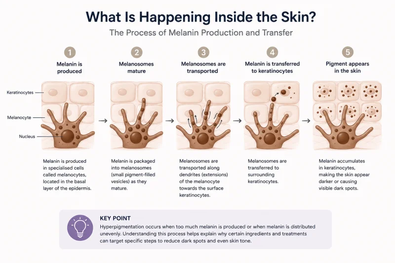 The process of melanin production