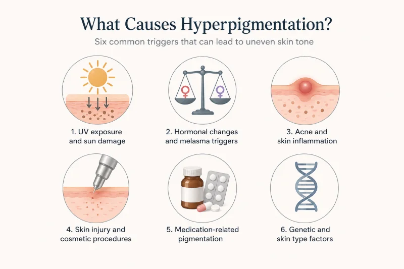 What causes hyperpigmentation?