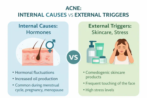 Acne: internal causes vs external triggers