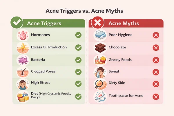 Acne triggers vs myths infographic