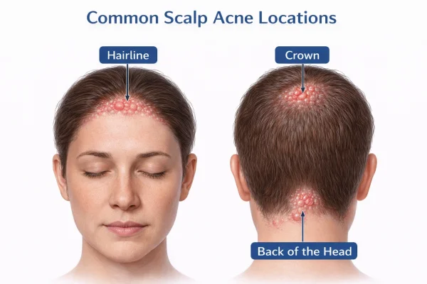 Common scalp acne locations