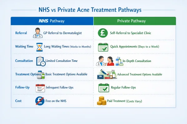NHS vs private acne treatment comparison