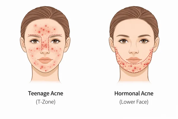 Teenage vs hormonal acne comparison