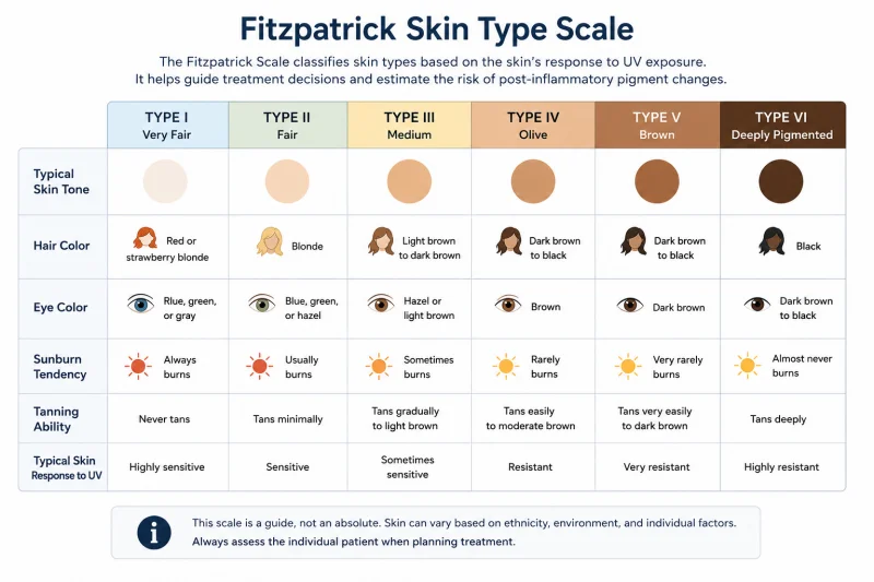 Fitzpatrick skin type scale infographic
