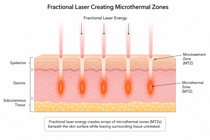 Fractional laser skin treatment diagram