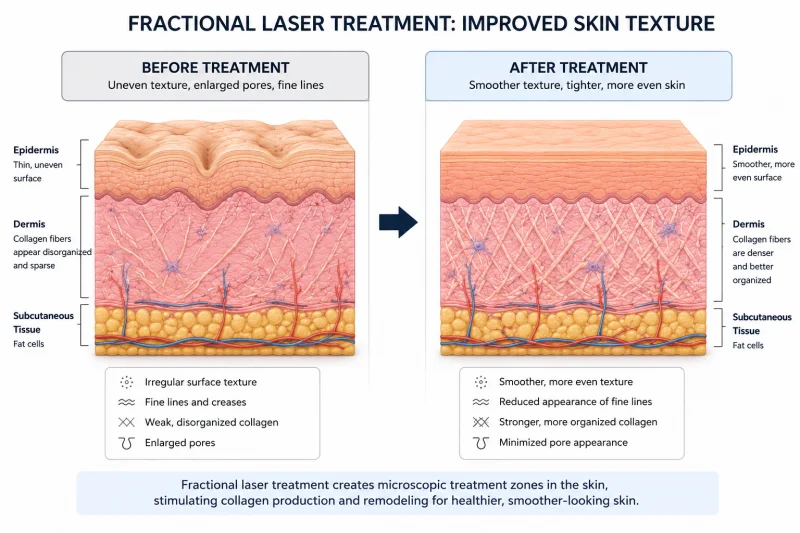 Fractional laser treatment: before and after
