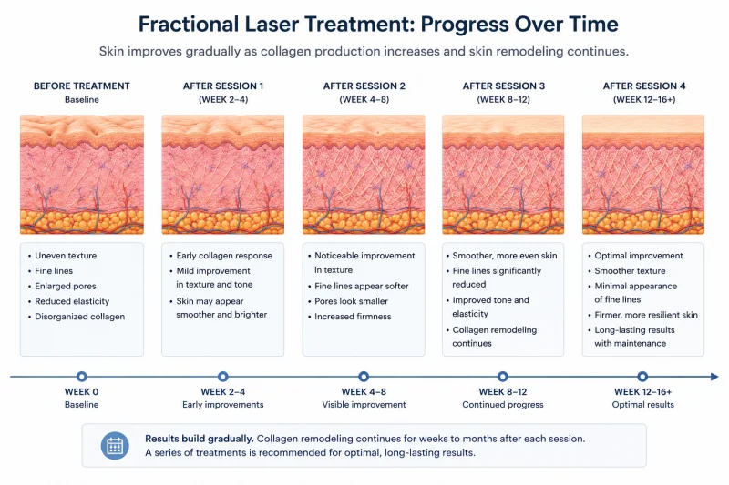 Fractional laser treatment progression guide