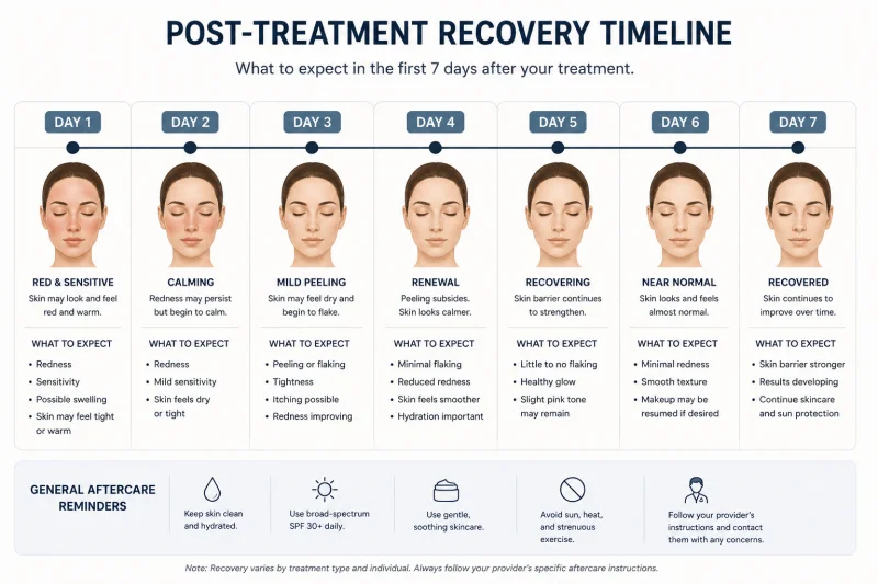 Post-treatment recovery timeline infographic