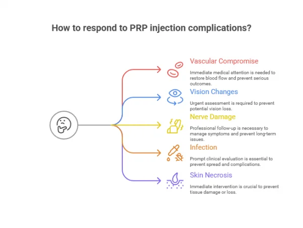 How to respond to PRP injection complications?